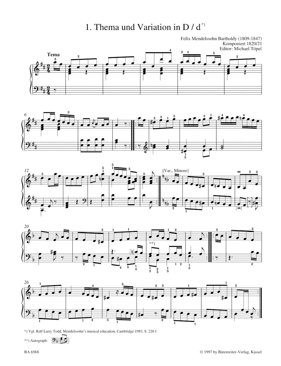 Mendelssohn: Easy Piano Pieces and Dances