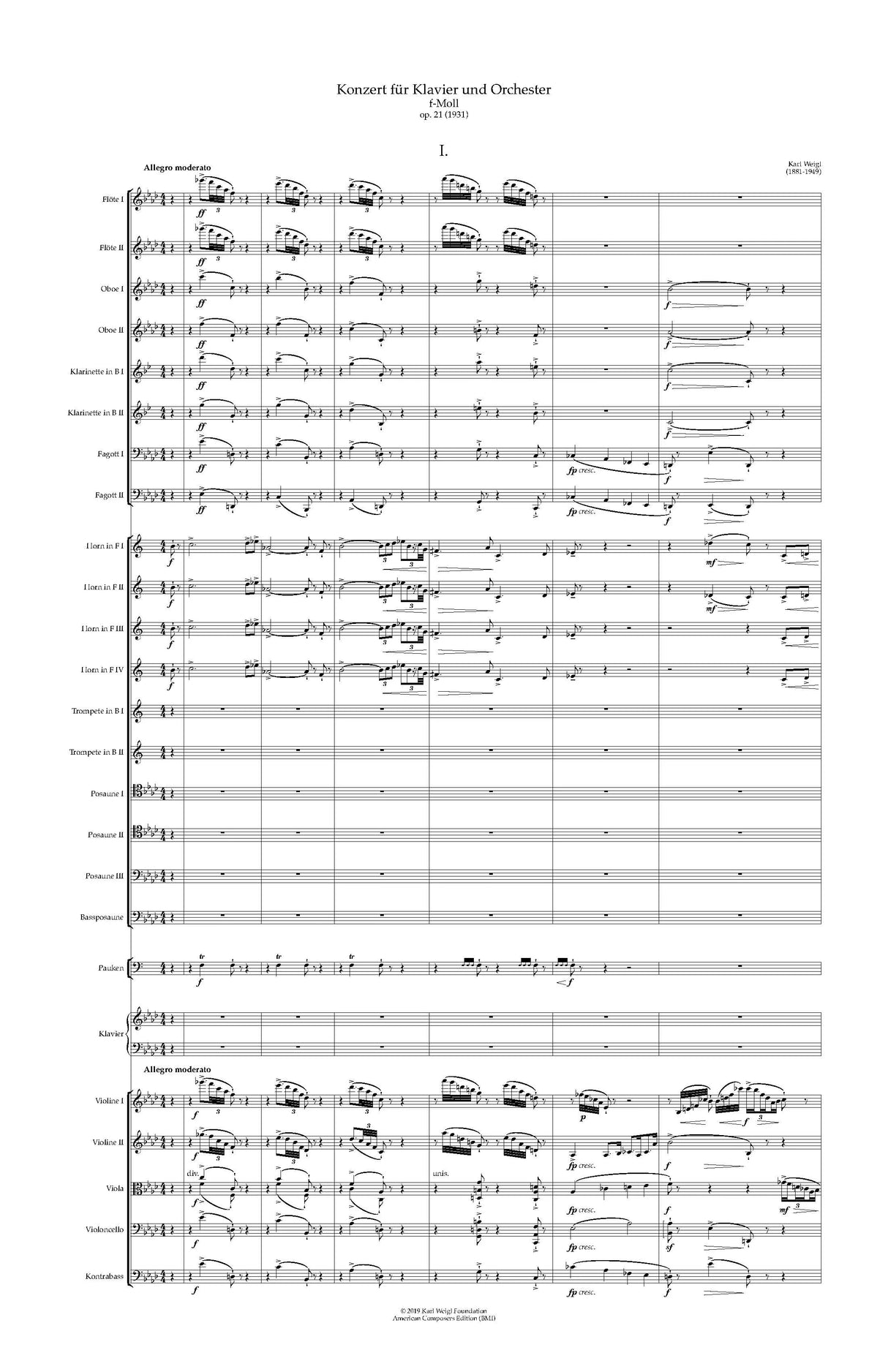 Weigl: Piano Concerto in F Minor, Op. 21