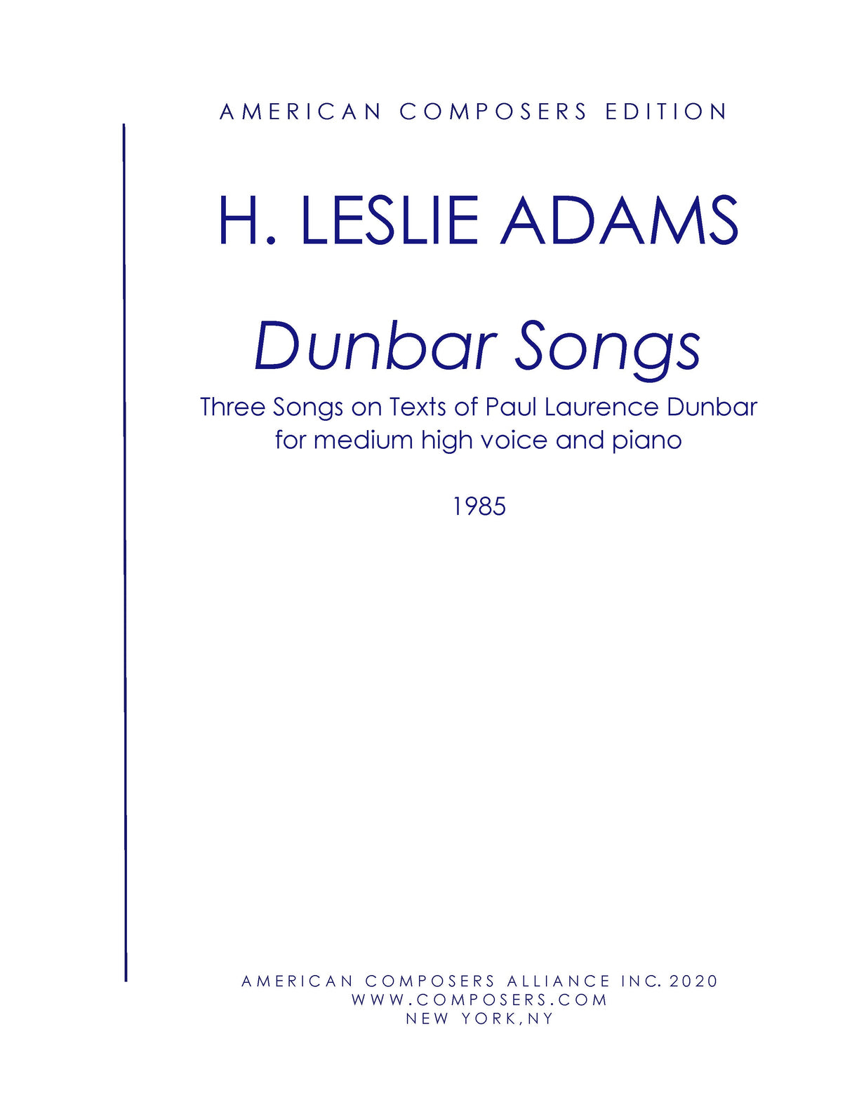 H.L. Adams: Dunbar Songs