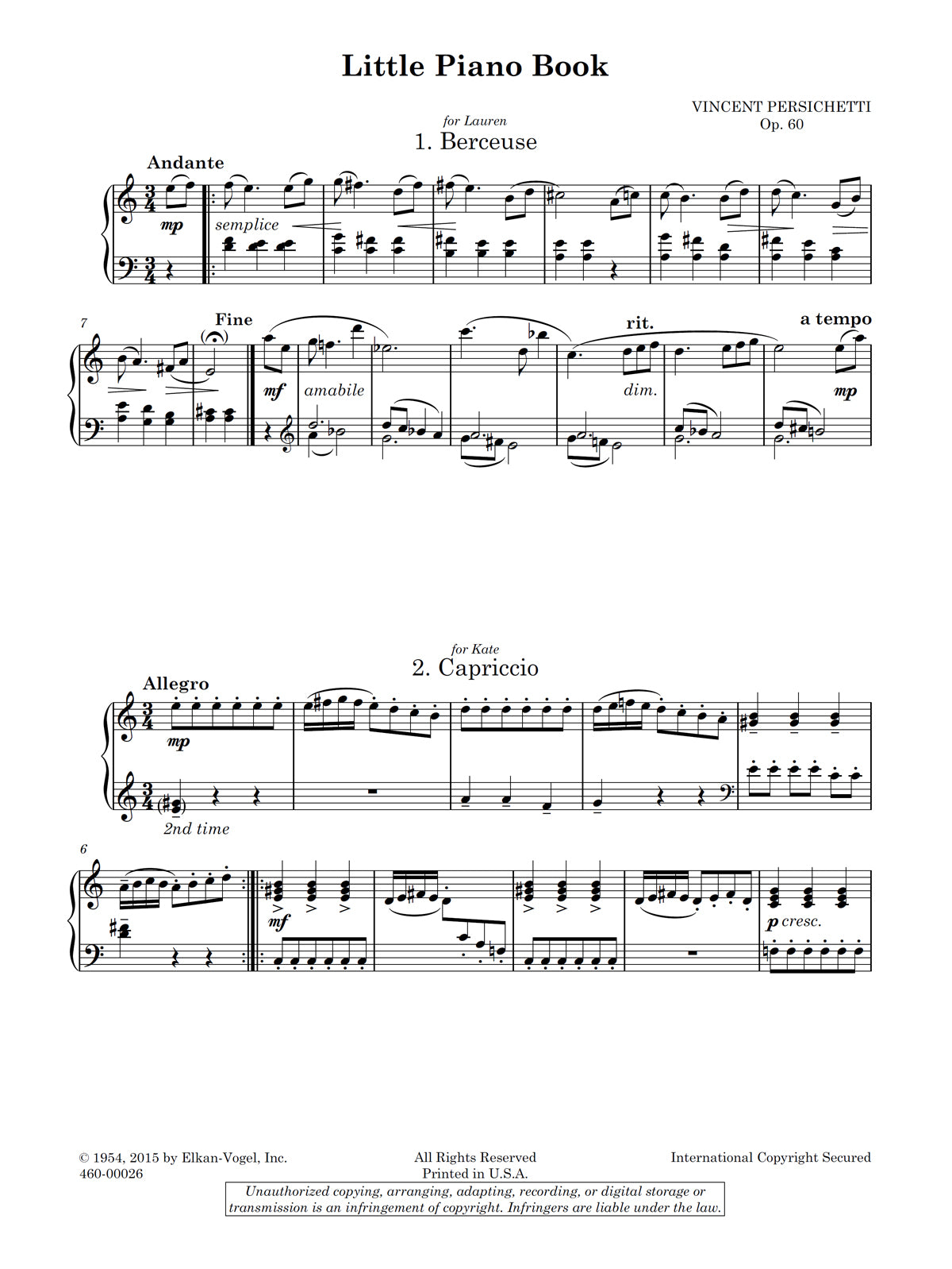 Persichetti: Little Piano Book, Op. 60 – Ficks Music