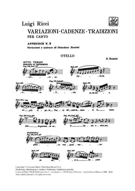 Ricci: Traditional Variations and Cadenzas of Rossini