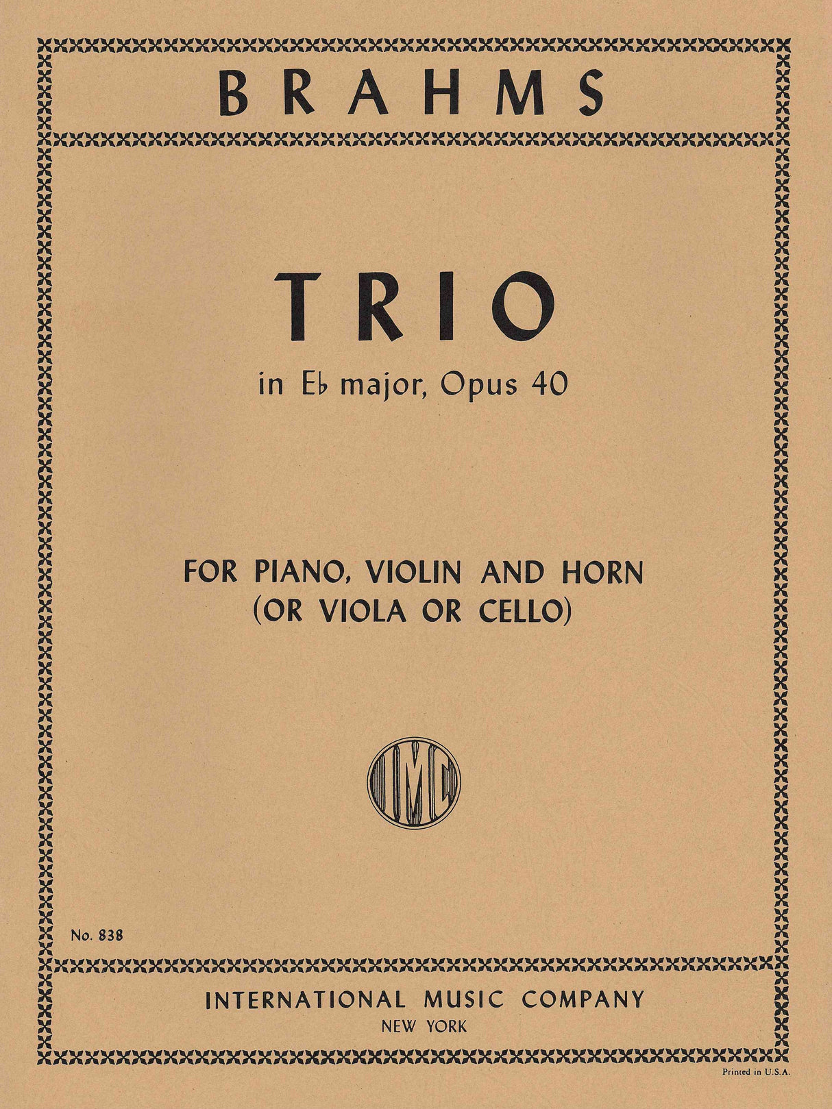 Brahms: Horn Trio in E-flat Major, Op. 40