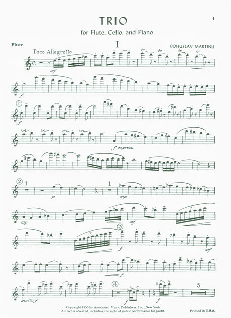 Martinů: Trio for Flute, Cello and Piano, H 300