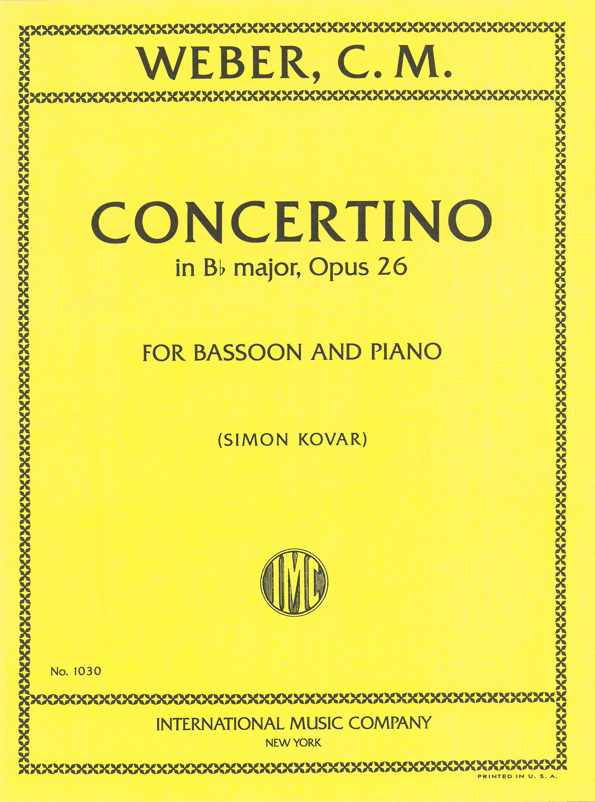 Weber: Concertino in B-flat Major for bassoon & piano