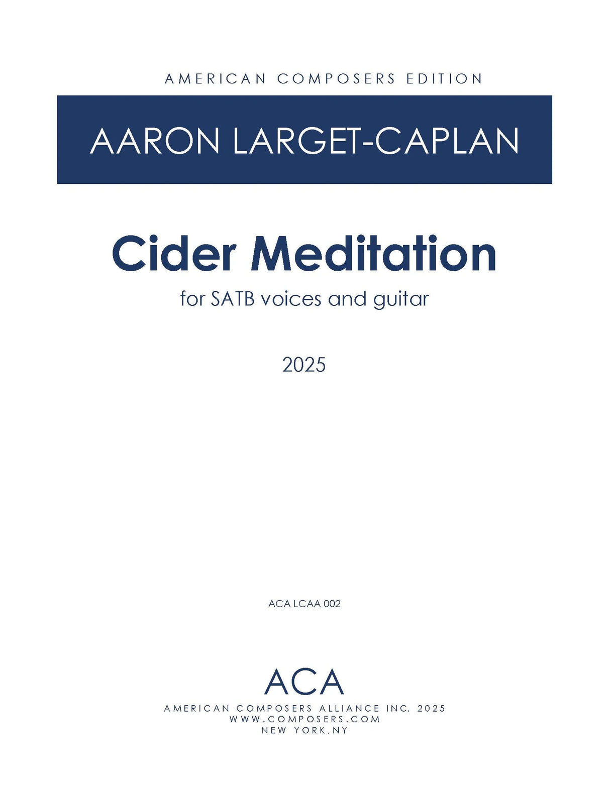Larget-Caplan: Cider Meditation