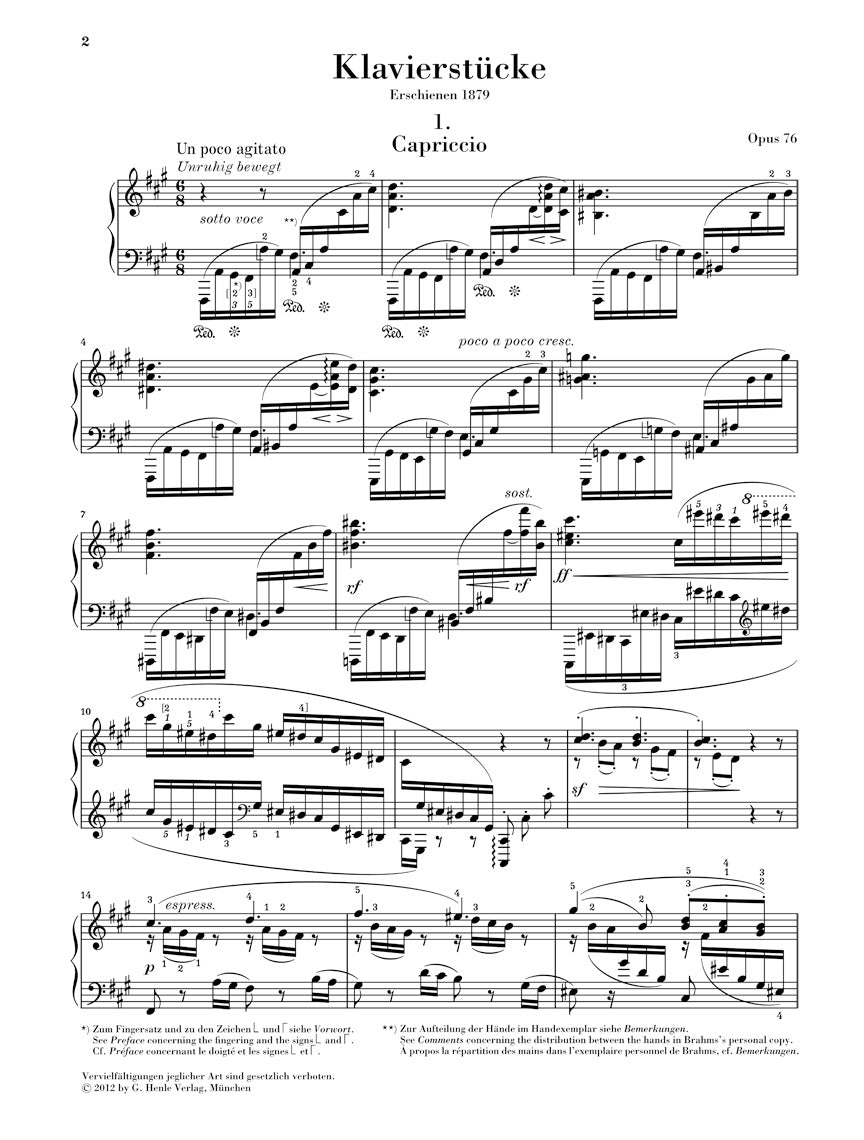 ミュージシャン piano Brahms: 8 Piano Pieces, Op. 76 – Ficks Music