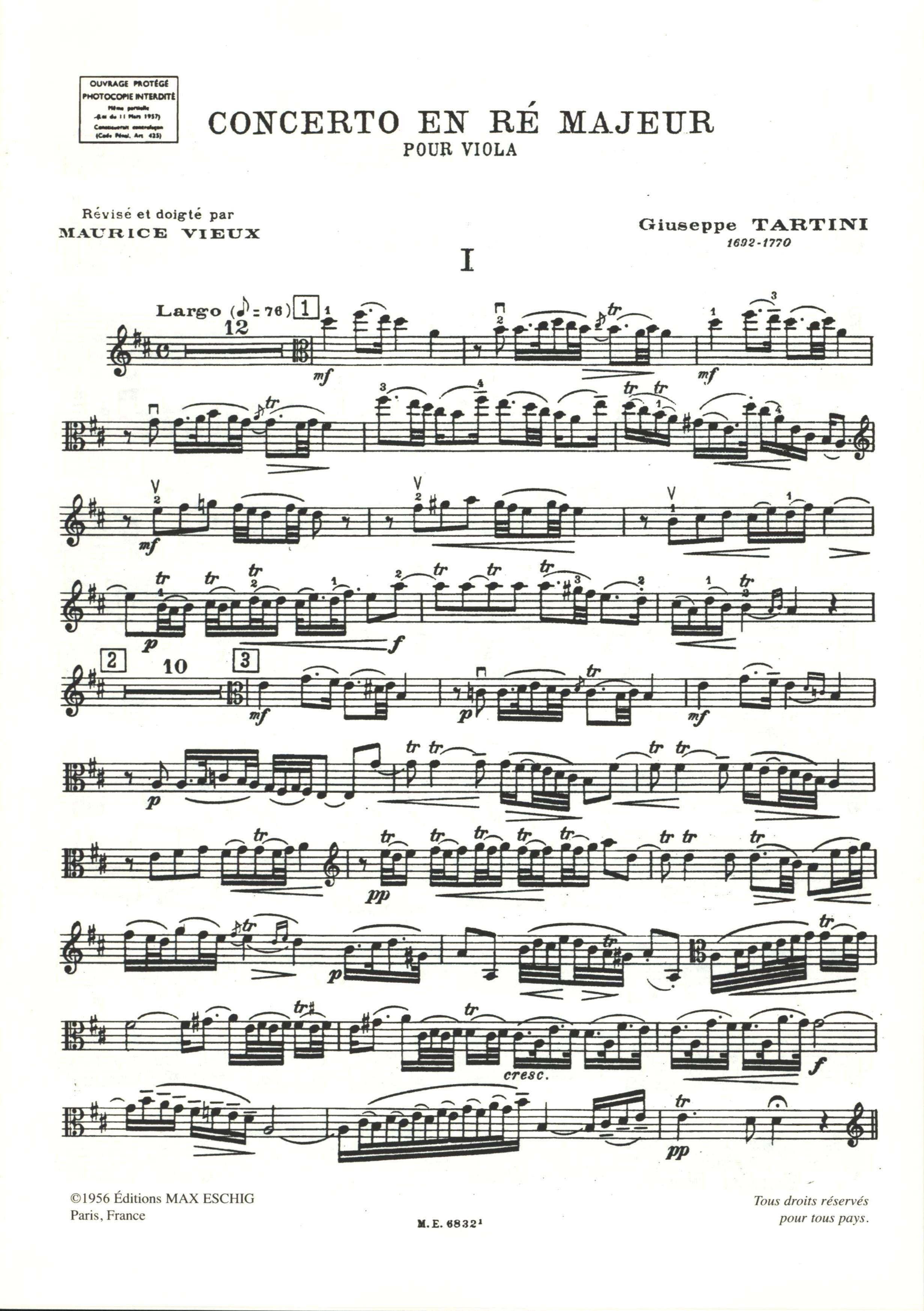 Tartini: Viola Concerto in D Major – Ficks Music