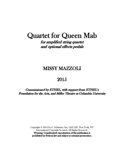 Mazzoli: Quartet for Queen Mab