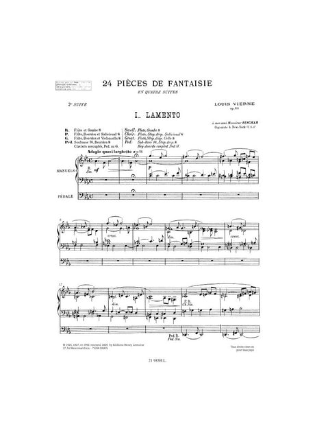 Vierne: Pièces de fantaisie, Op. 53 (Deuxième Suite)