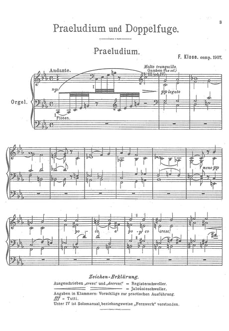 F. Klose: Prelude and Double-Fugue