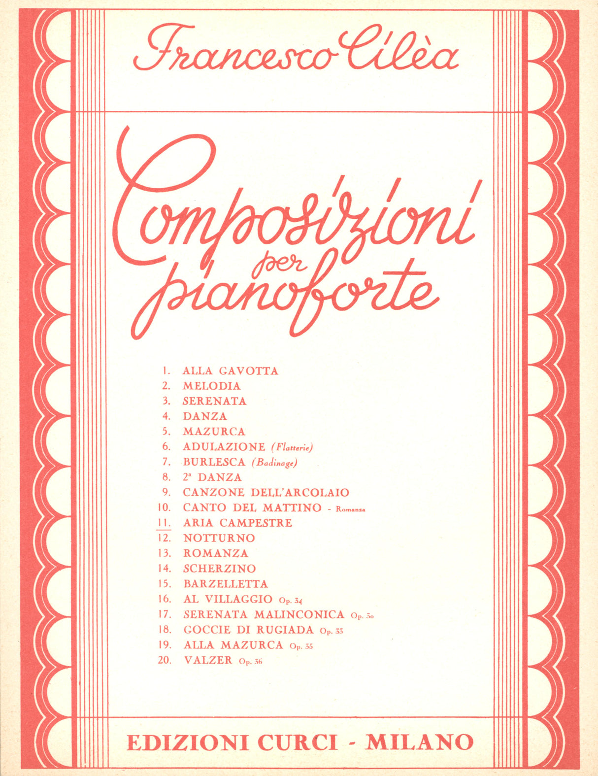 Cilea: Aria campestre