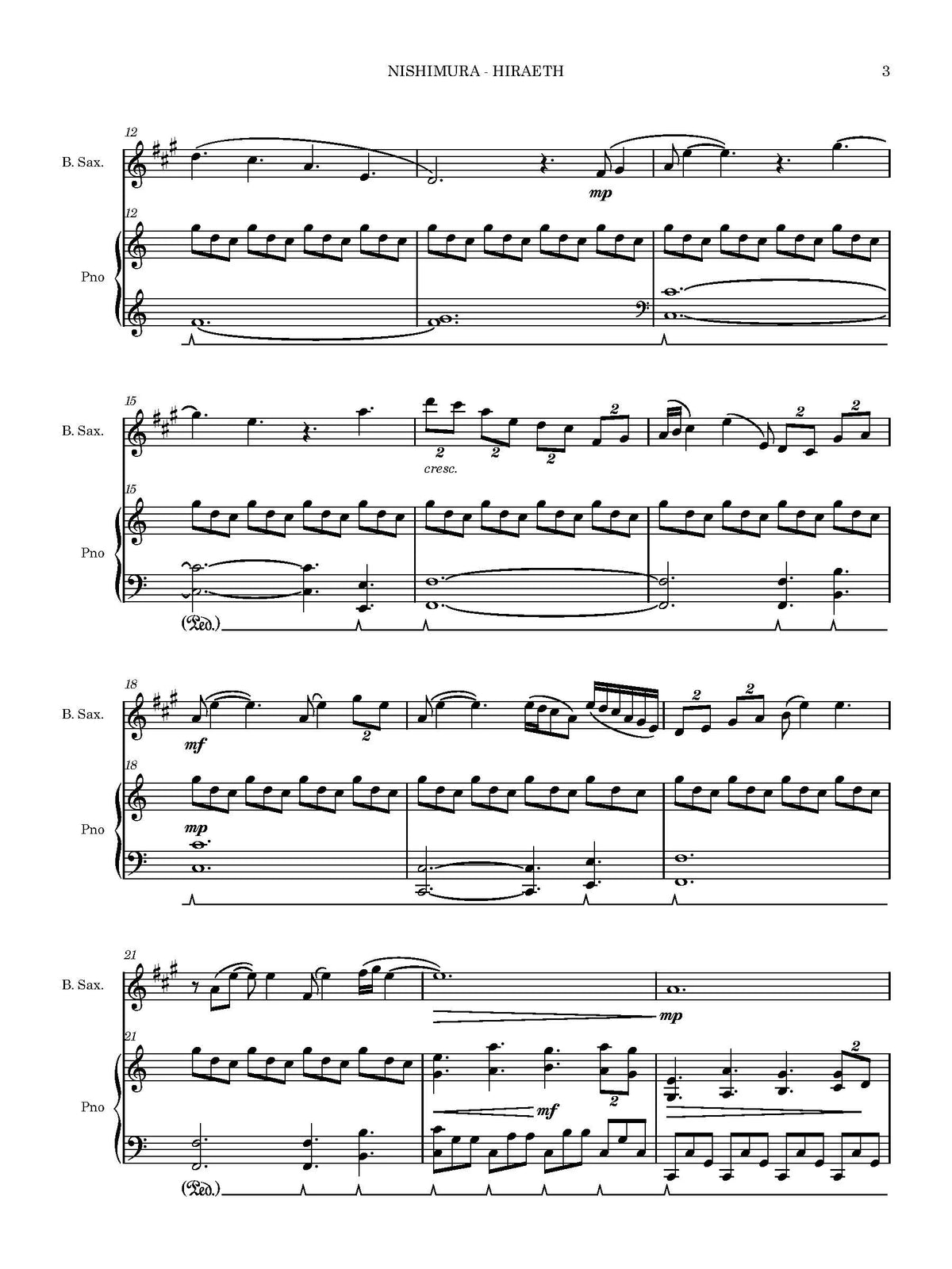 Nishimura: Hiraeth (Version for Baritone Saxophone & Piano)
