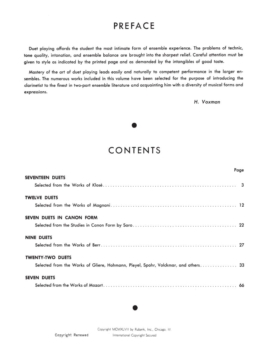 Selected Duets for Clarinet - Volume 1 (Easy to Medium)