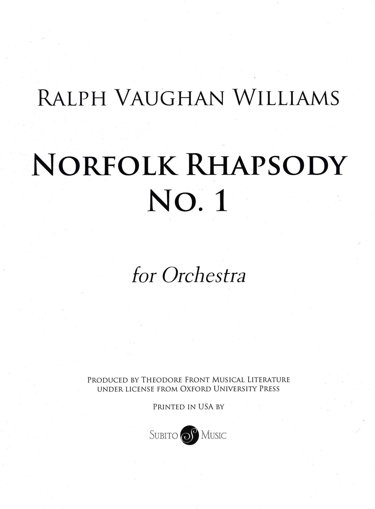Vaughan Williams: Norfolk Rhapsody No. 1
