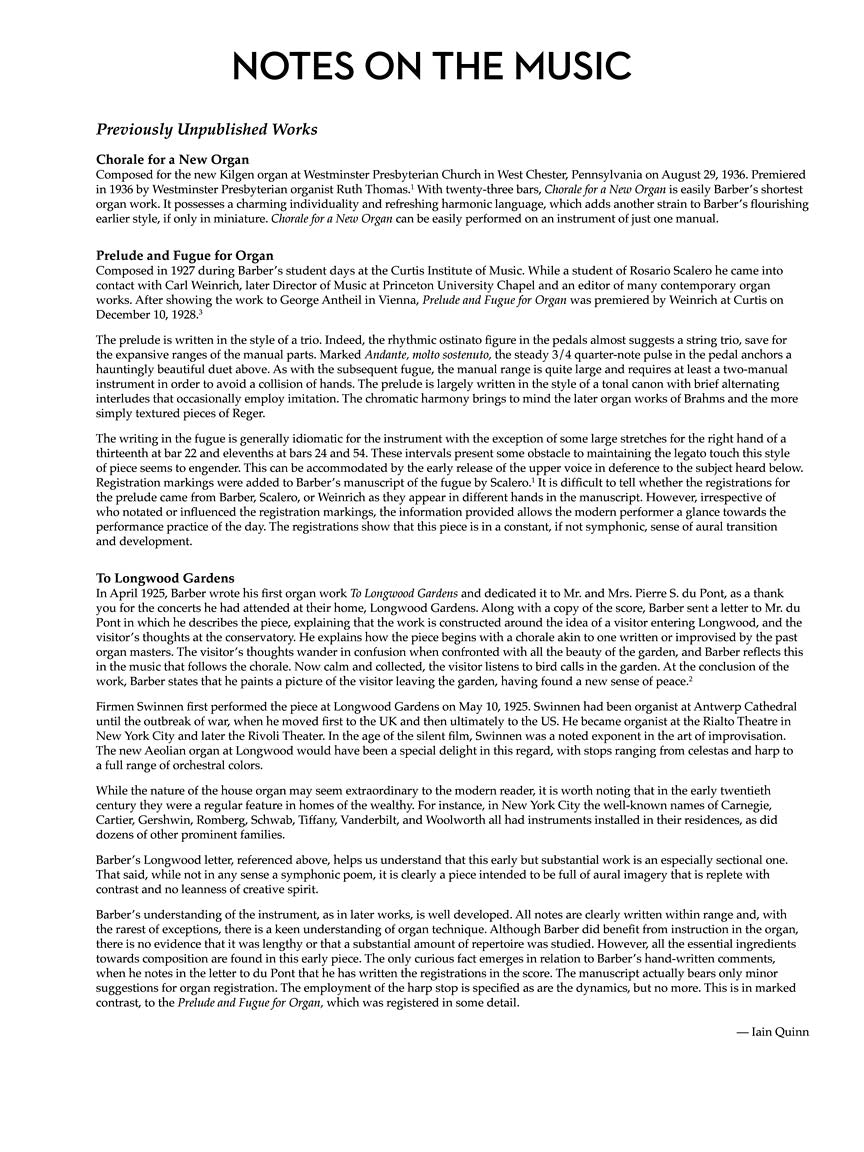 Barber: Music for Organ