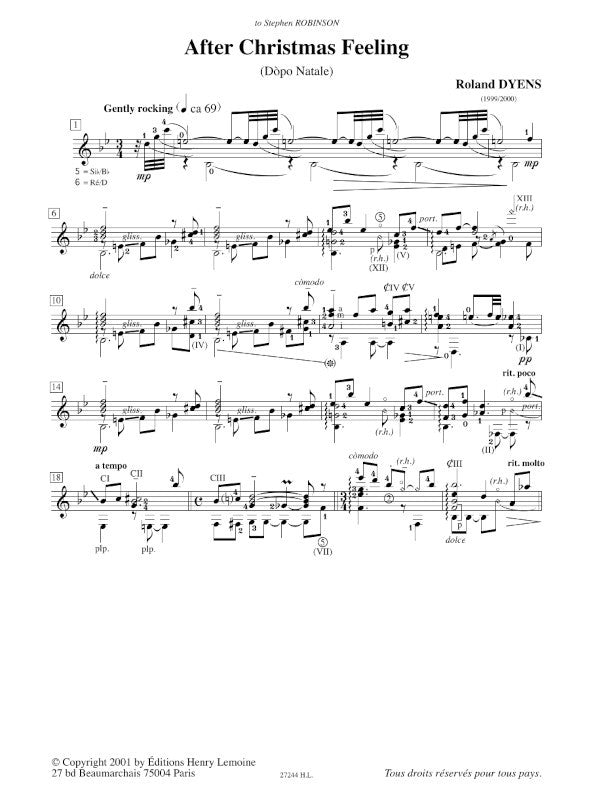 Sheet music composed by Roland Dyens (1955-2016) – Ficks Music