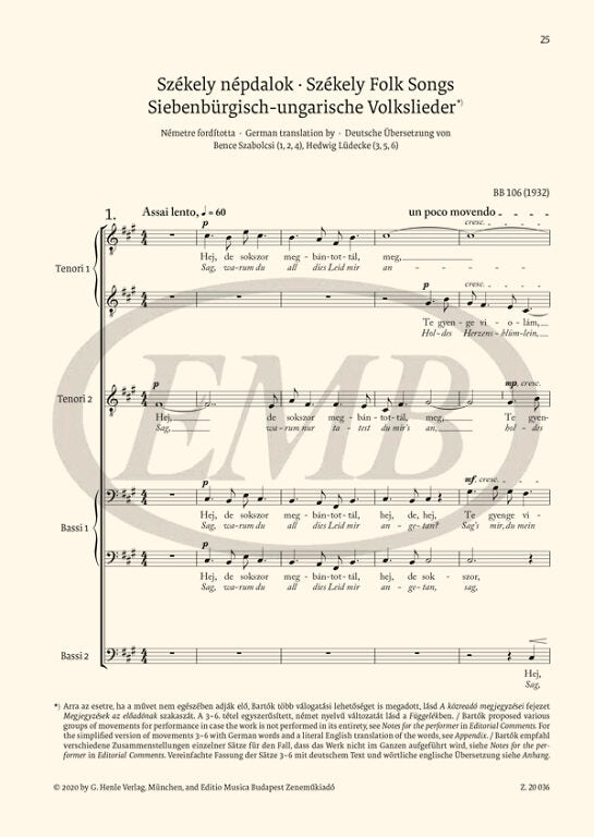 Bartók: Choral Works for Male Voices