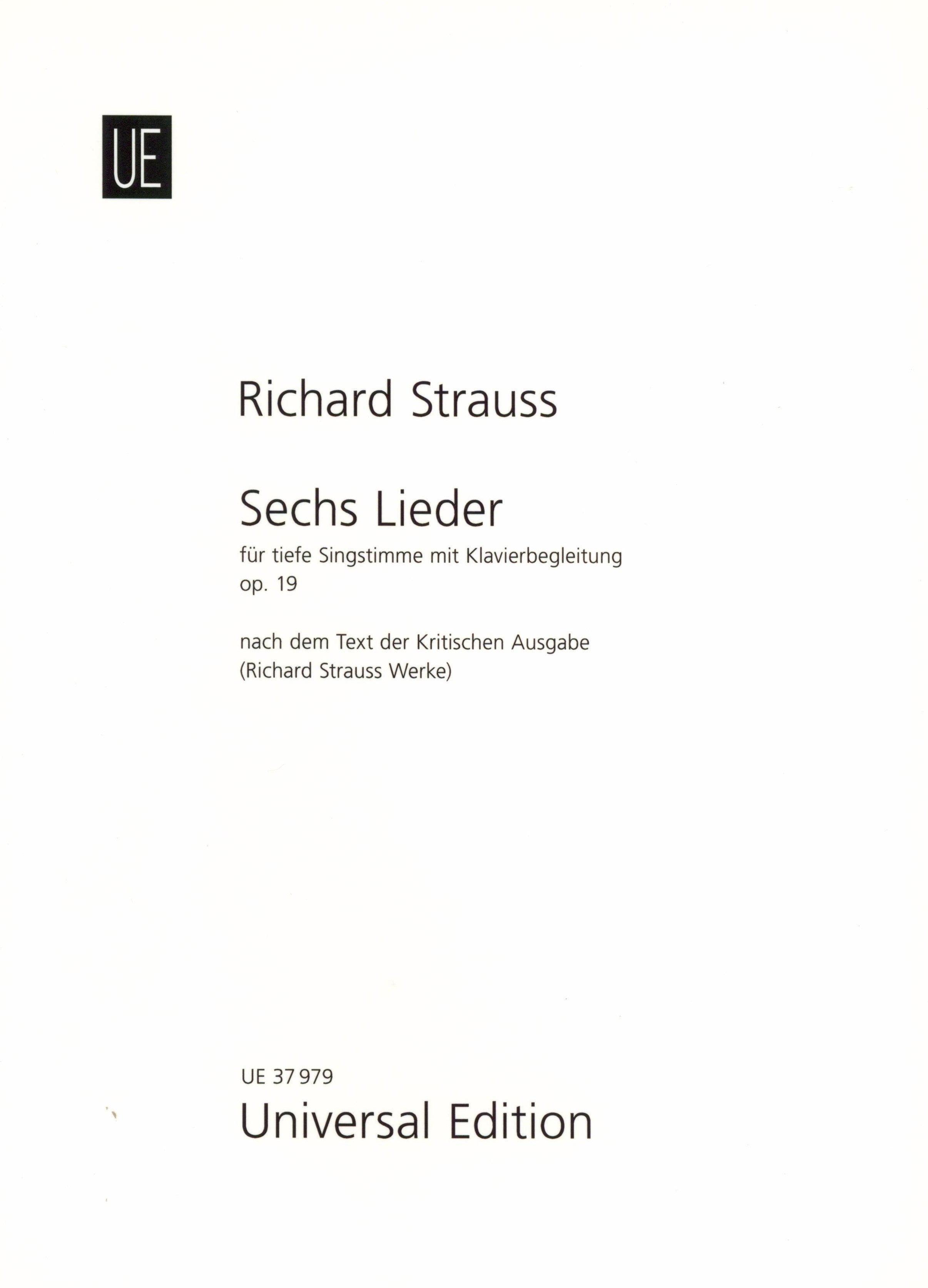 Strauss: 6 Songs, TrV 152, Op. 19 – Ficks Music
