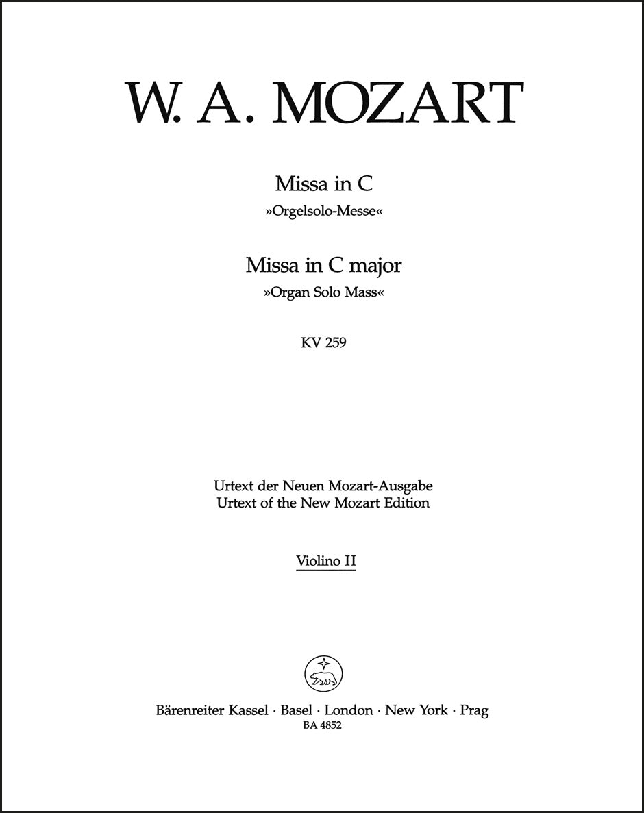 Mozart: Missa brevis in C Major, K. 259