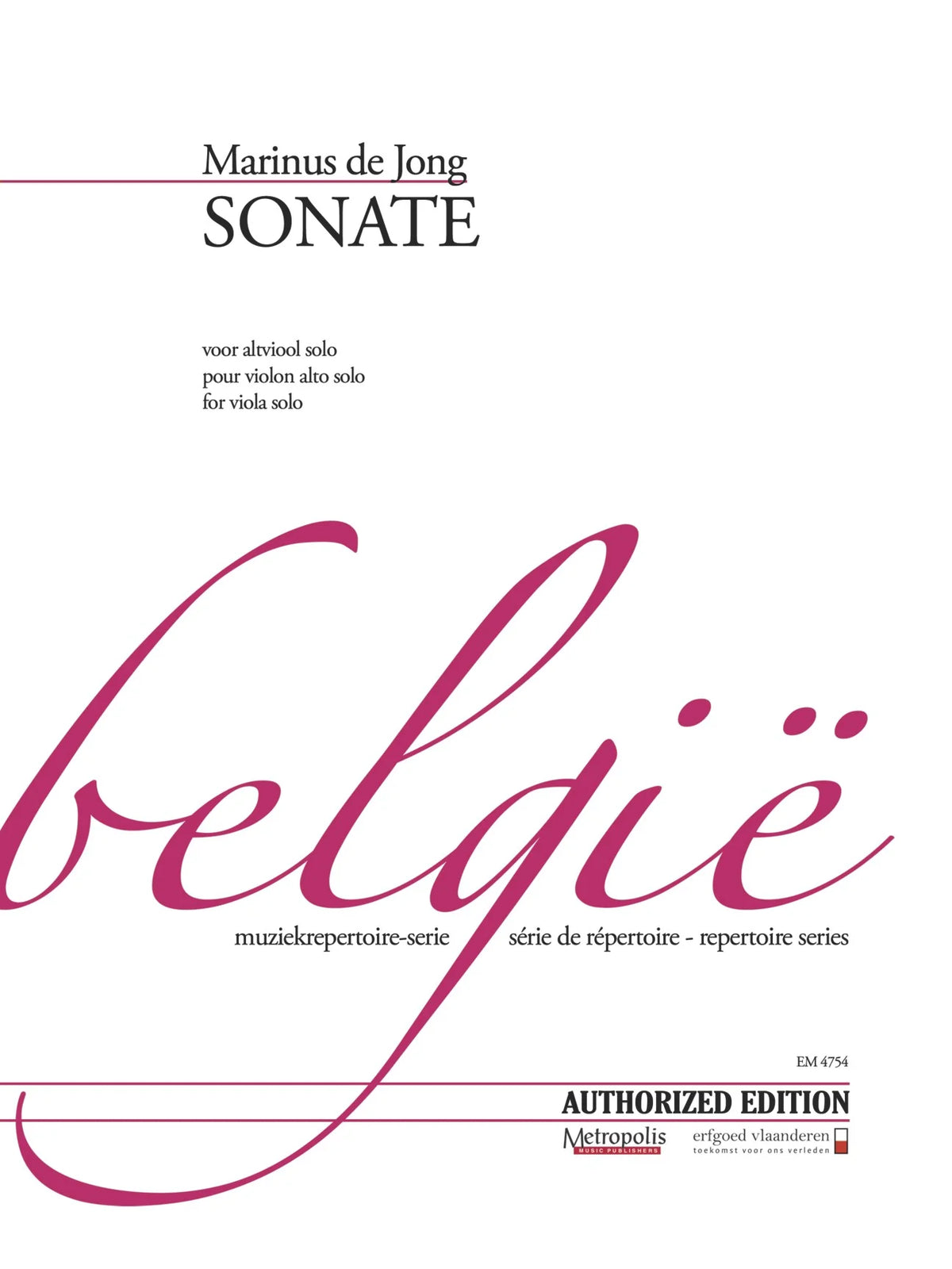 Jong: Sonata for Solo Viola, Op. 106