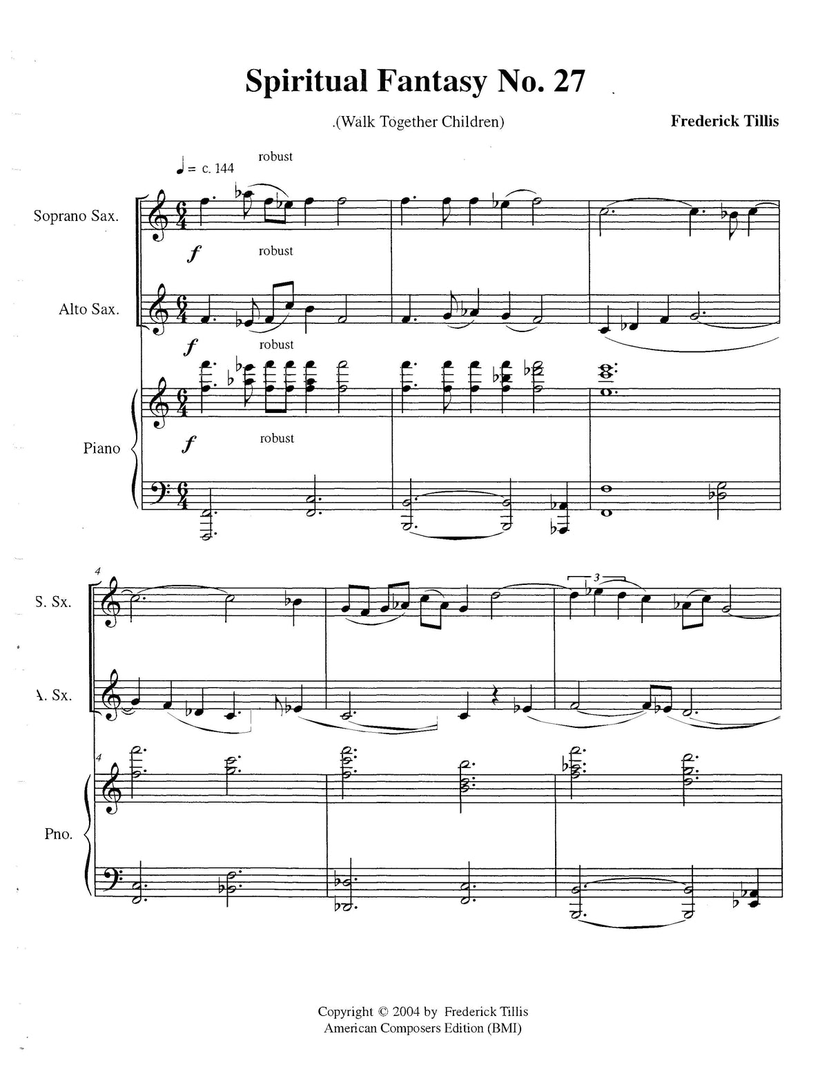 Tillis: Spiritual Fantasy No. 27