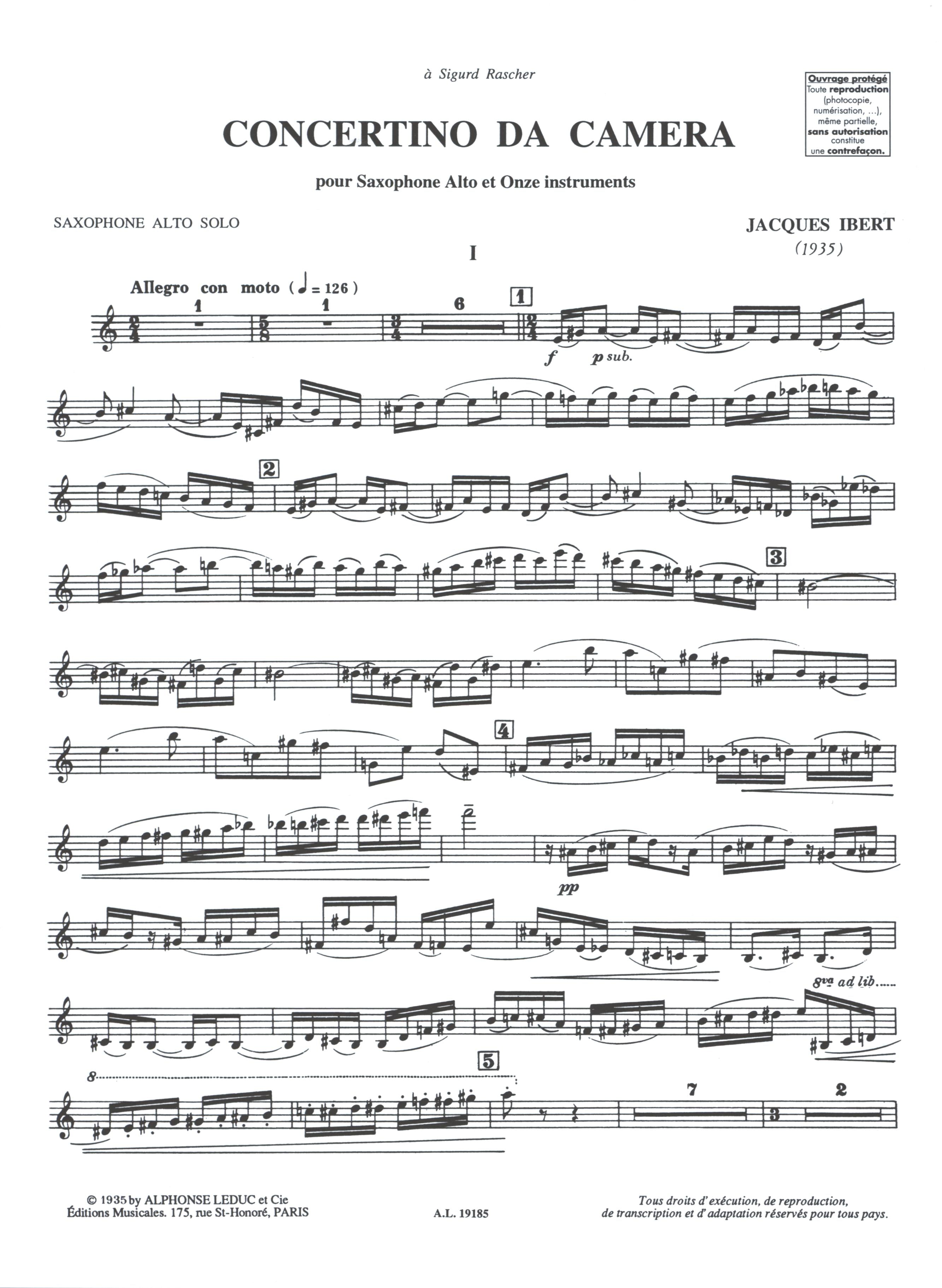 Ibert: Concertino Da Camera – Ficks Music