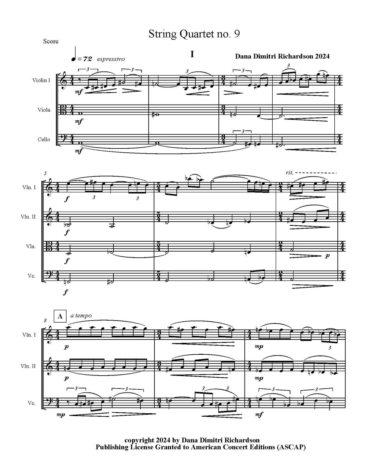 D. Richardson: String Quartet No. 9