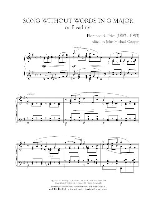 Price: Song Without Words in G Major