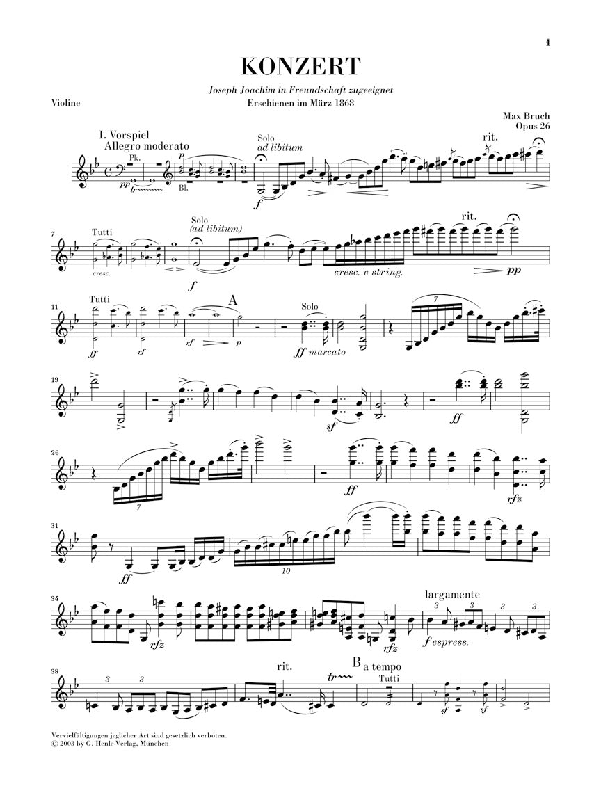 Bruch: Violin Concerto No. 1 in G Minor, Op. 26 – Ficks Music