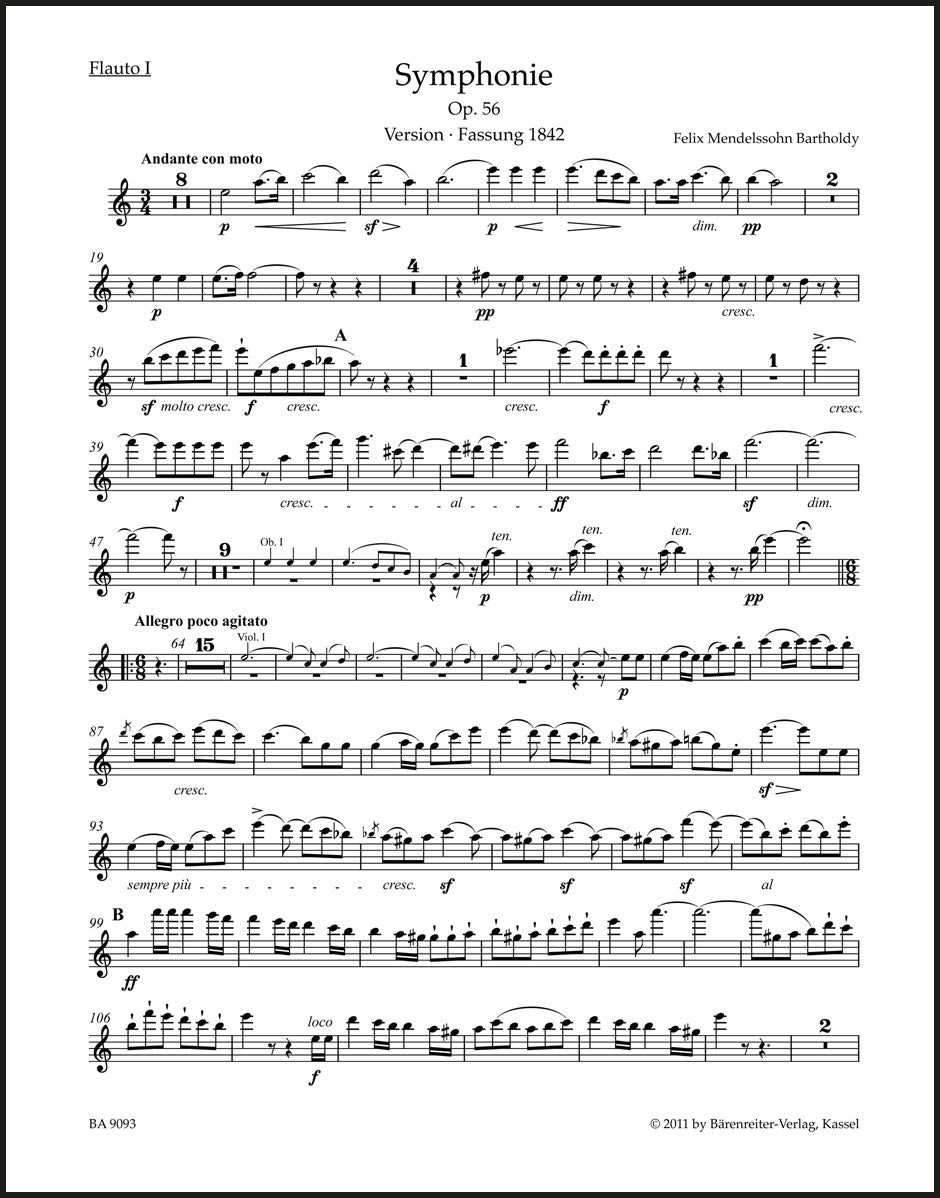 symphony出品 Mendelssohn: Symphony No. 3 in A Minor, MWV N 18, Op. 56 – Ficks Music