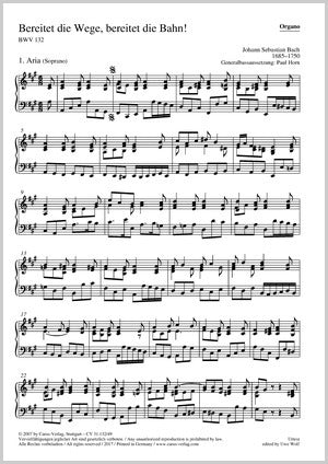 Bach: Bereitet die Wege, bereitet die Bahn , BWV 132 (Reconstruction Uwe Wolf)