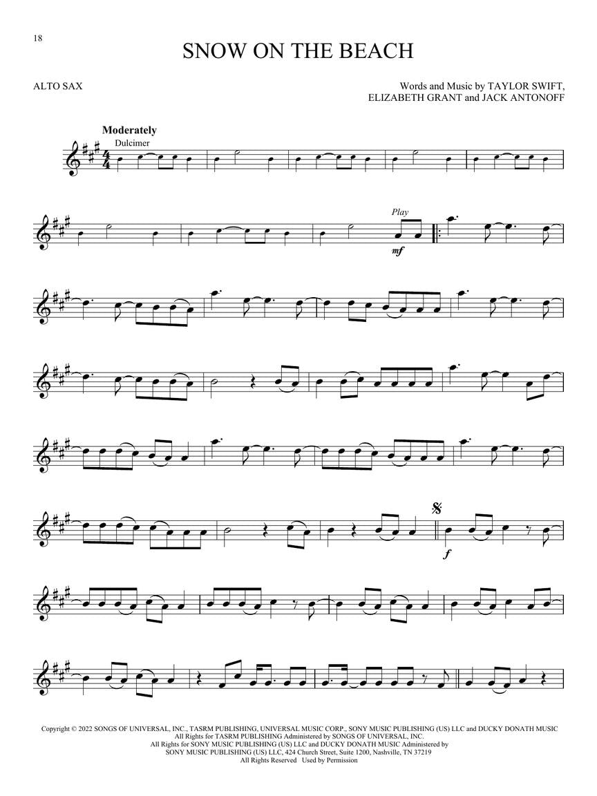 Taylor Swift: Selections from Midnights & The Tortured Poets Department - Alto Sax