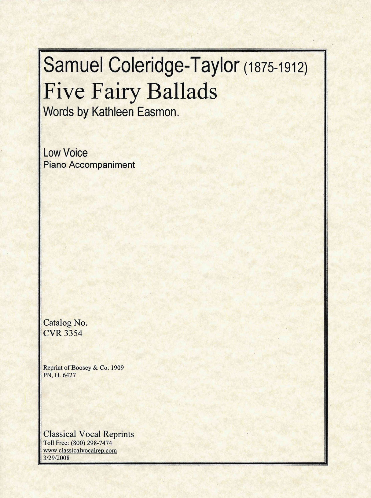 Coleridge-Taylor: 5 Fairy Ballads