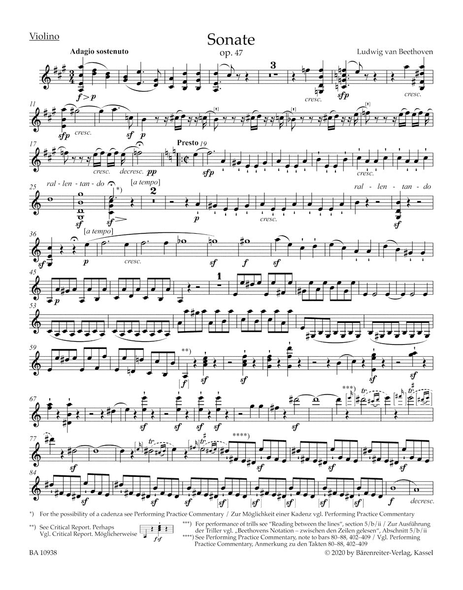 Beethoven: Violin Sonata in A Major, Op. 47 ("Kreutzer Sonata")