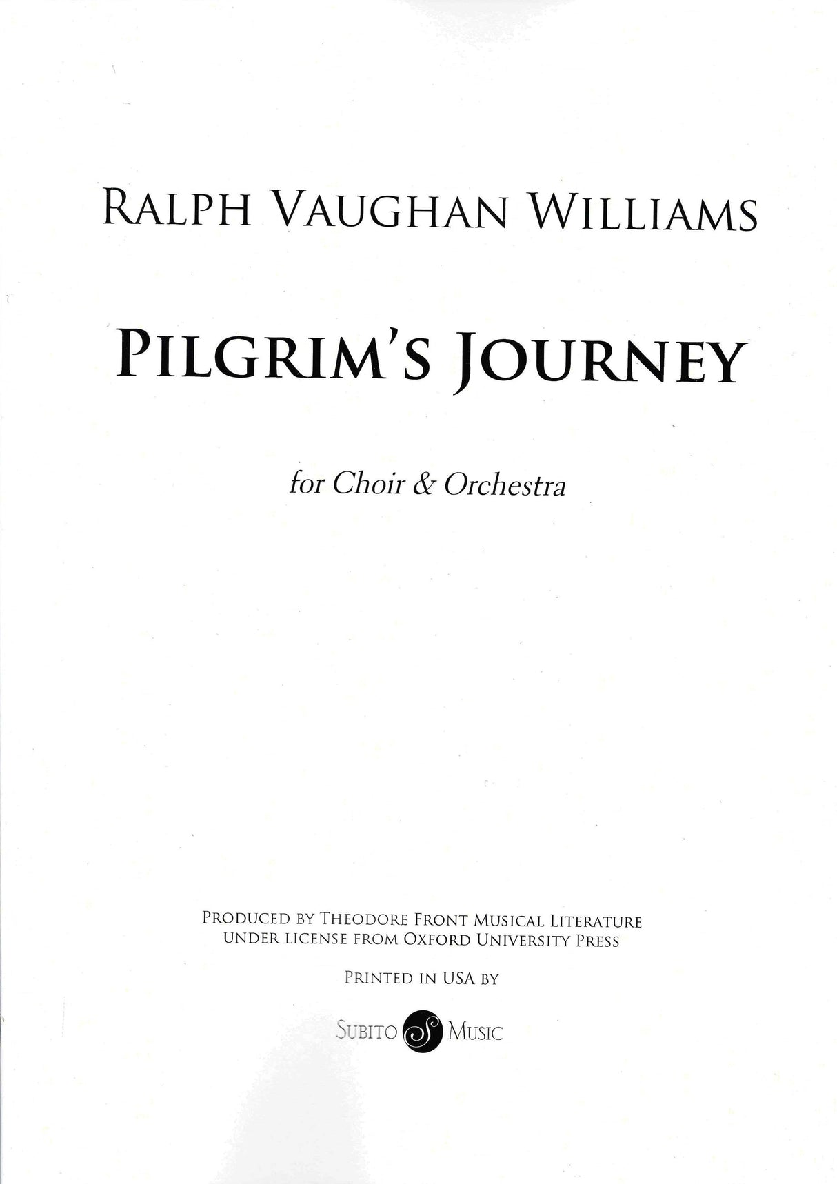 Vaughan Williams: Pilgrim's Journey (Version for Choir & Orchestra)