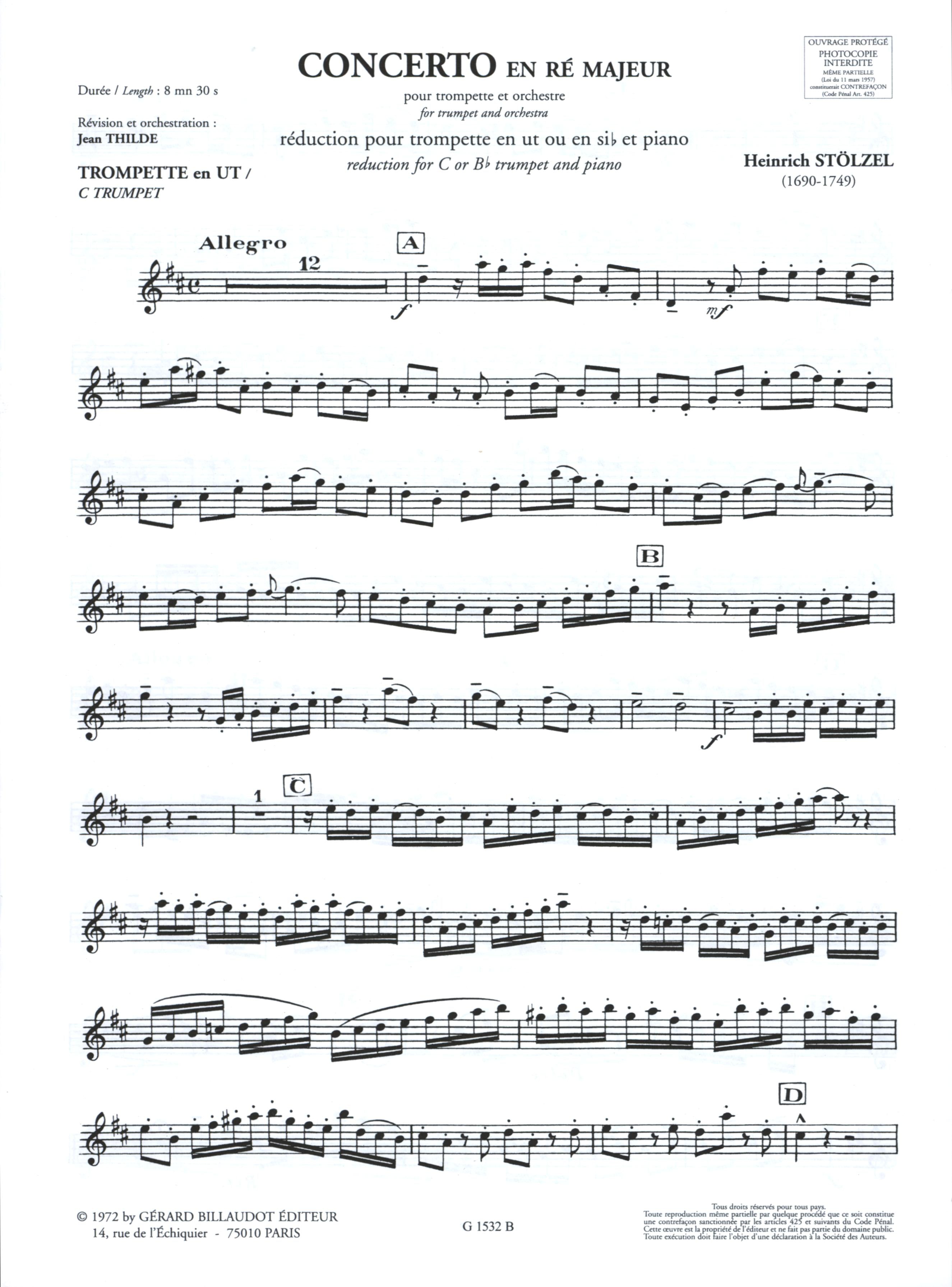 Stölzel: Trumpet Concerto in D Major – Ficks Music