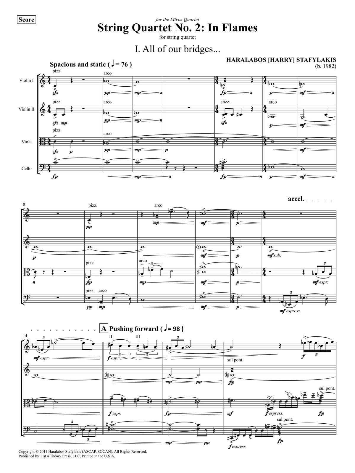 Stafylakis: String Quartet No. 2 ("In Flames")