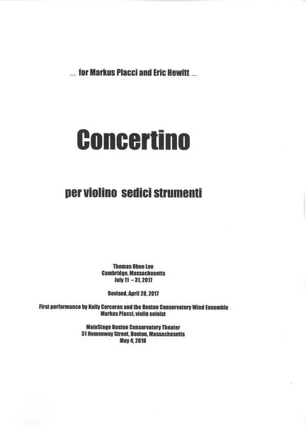 T.O. Lee: Concertino per Violino e Sedici Strumenti