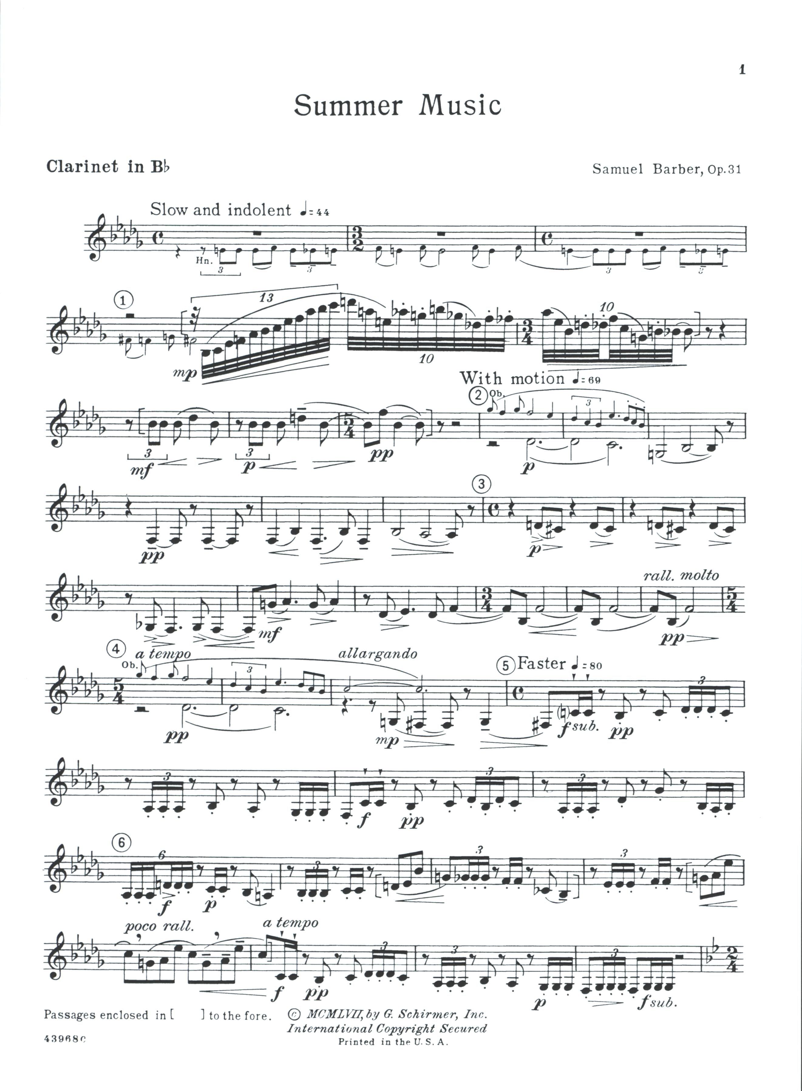 Barber: Summer Music, Op. 31 – Ficks Music