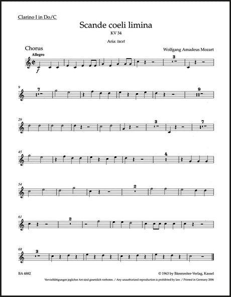 Mozart: Scande coeli limina, K. 34