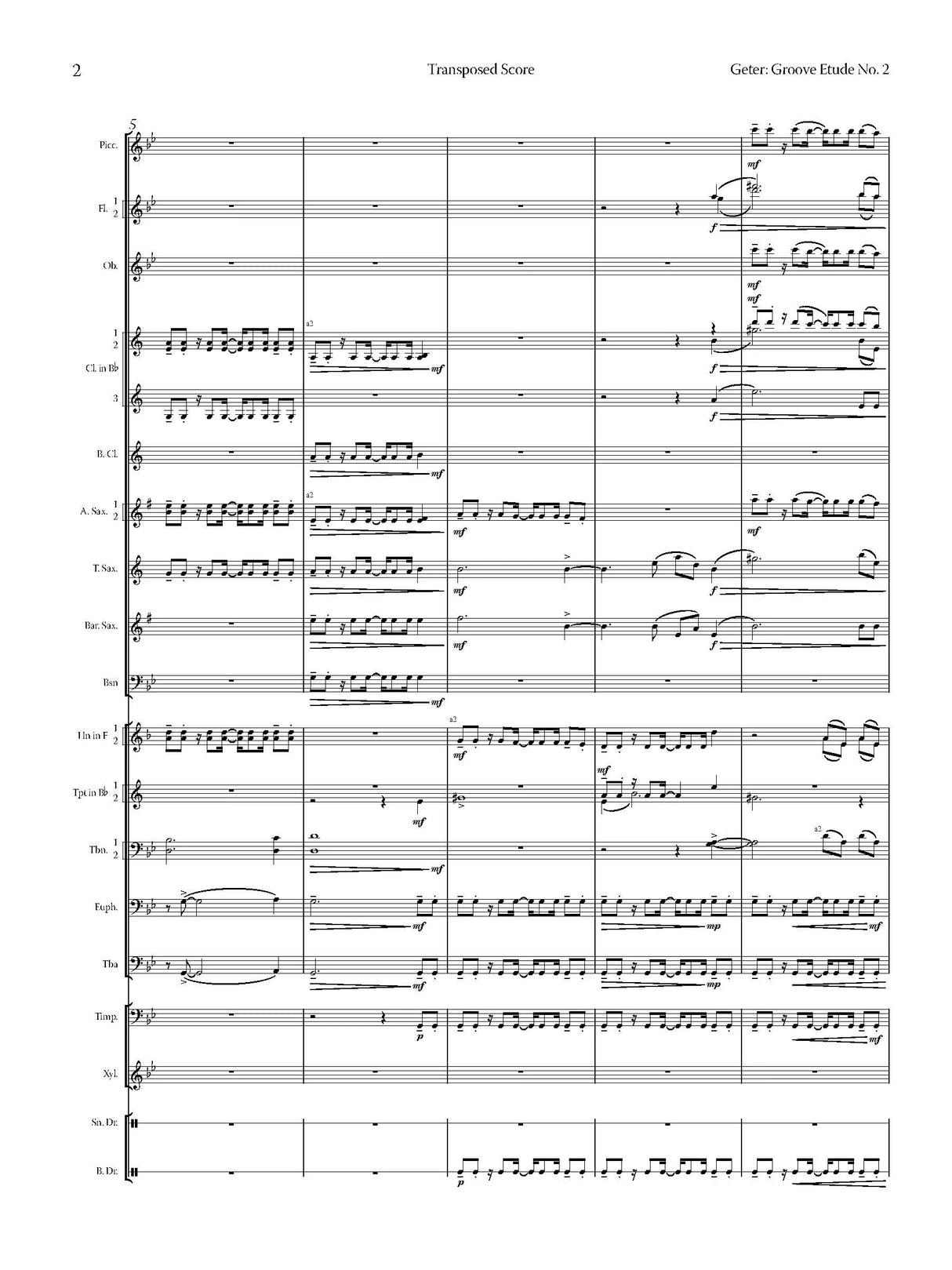 Geter: Groove Etude No. 2 (Version for Concert Band)