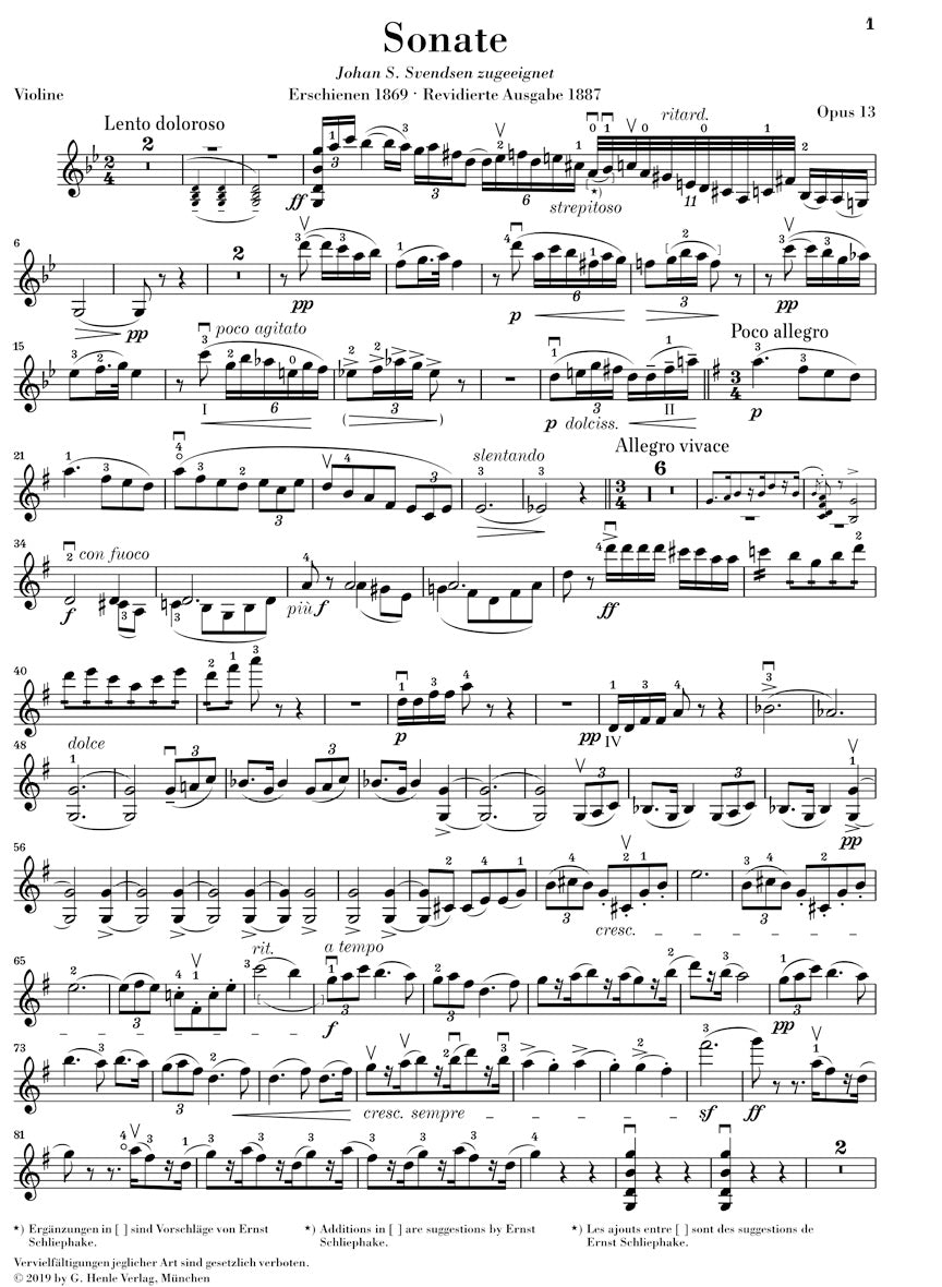 Grieg: Violin Sonata No. 2 in G Major, Op. 13