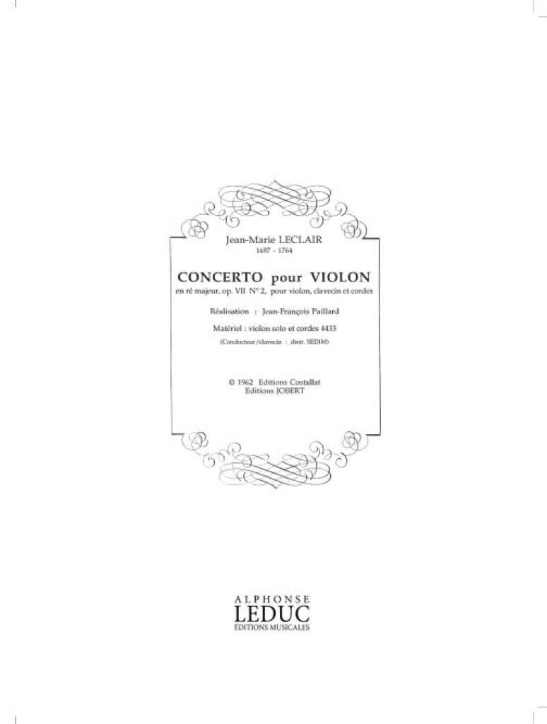Leclair: Violin Concerto in D Major, Op. 7, No. 2
