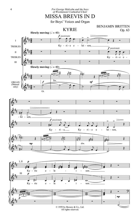 Britten: Missa Brevis in D Major, Op. 63