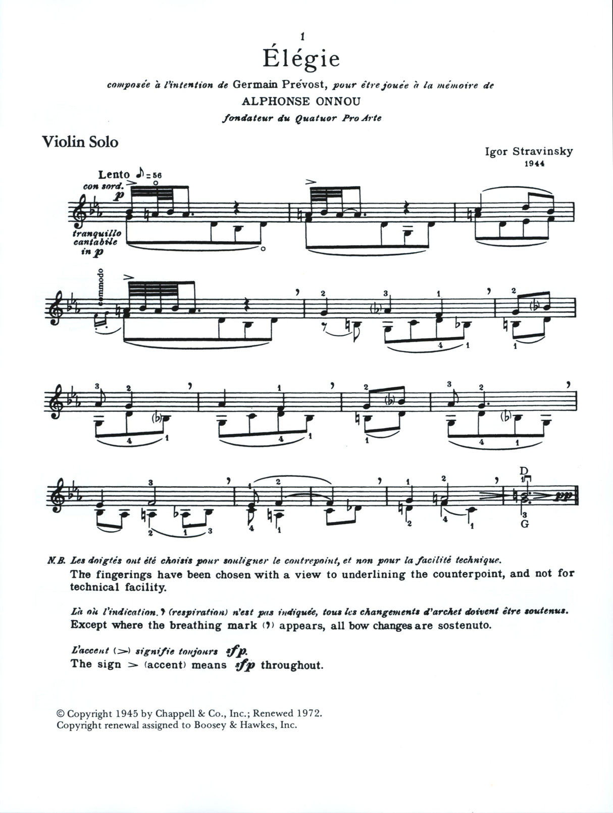 Stravinsky: Élégie