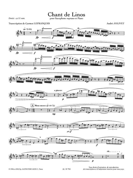 Jolivet: Chant de Linos (arr. for soprano sax)