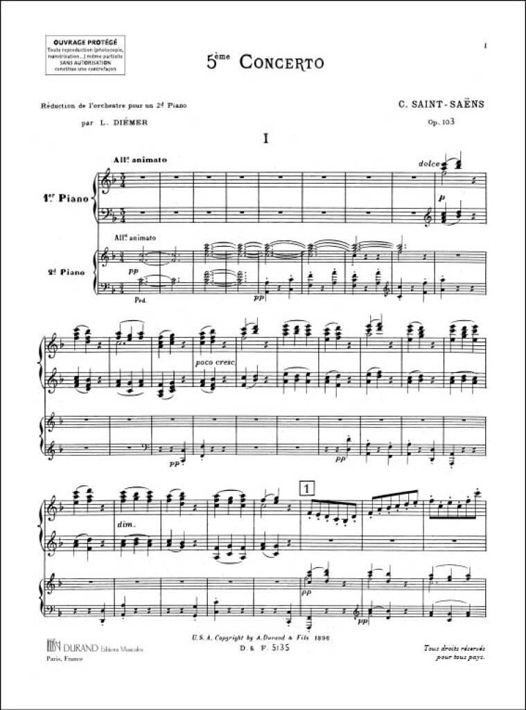 Saint-Saëns: Piano Concerto No. 5, Op. 103 – Ficks Music