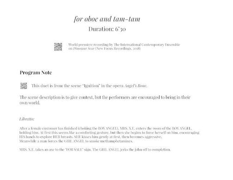 Du Yun: Oboe and Tam-tam Duet