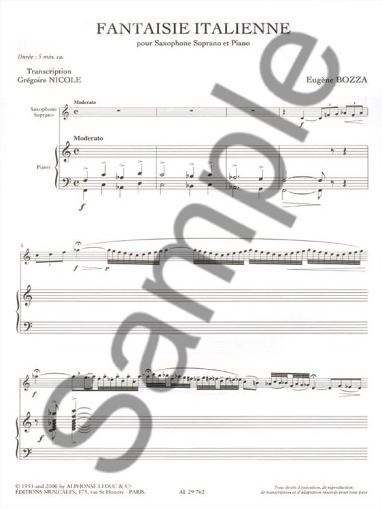 Bozza: Fantaisie Italienne (arr. for soprano sax & piano)