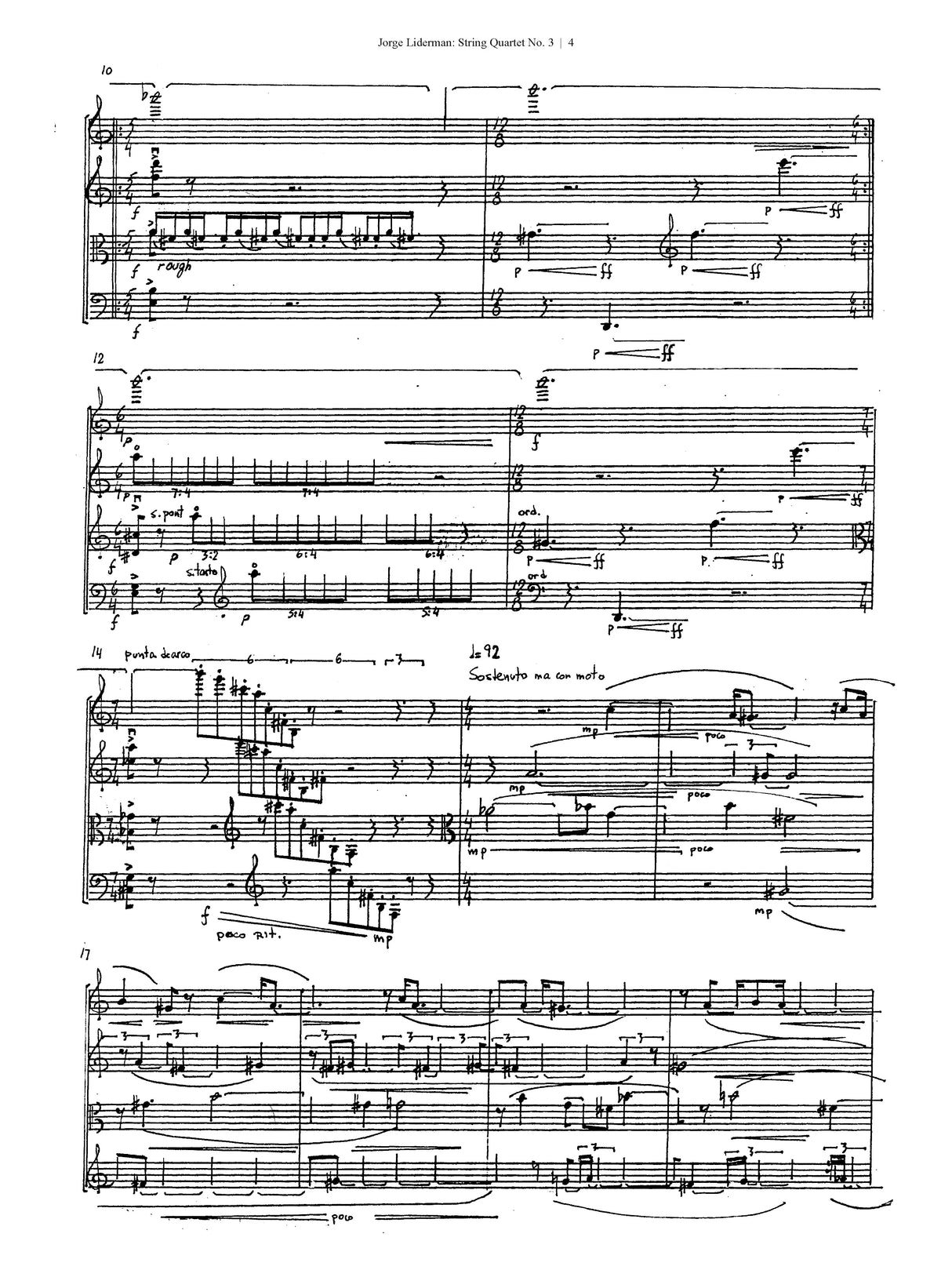 Liderman: String Quartet No. 3